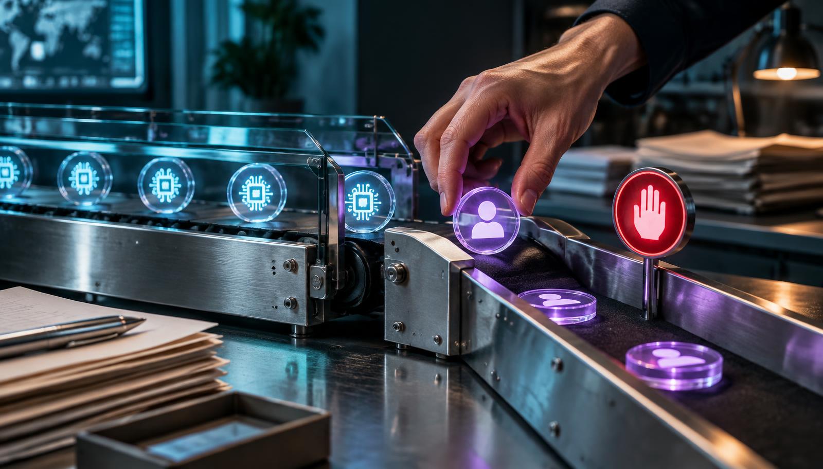 A human moving an automated decision into a manual review lane